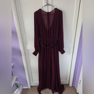 Elegant Burgundy Long Sleeve Dress